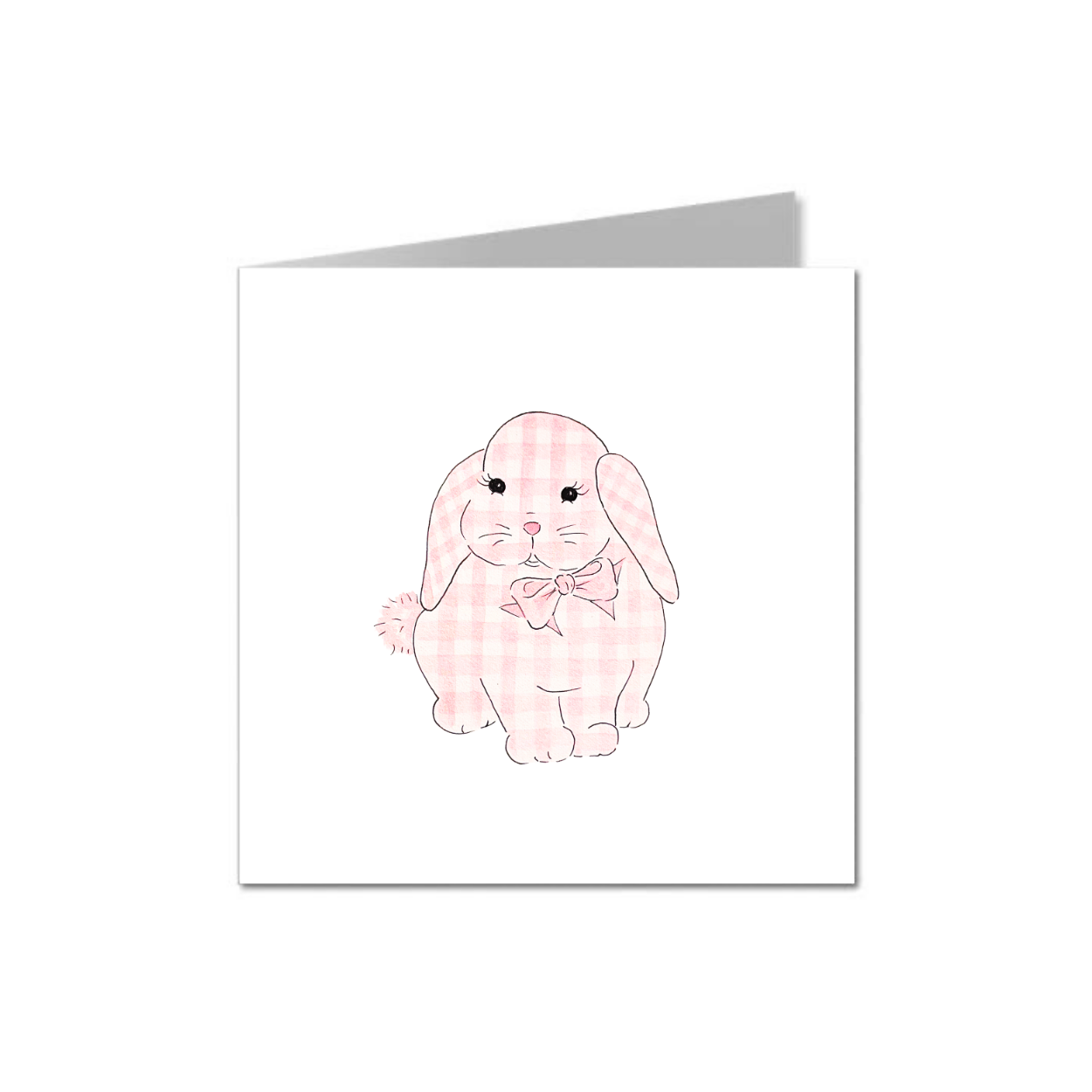 Pink Gingham Bunny Card