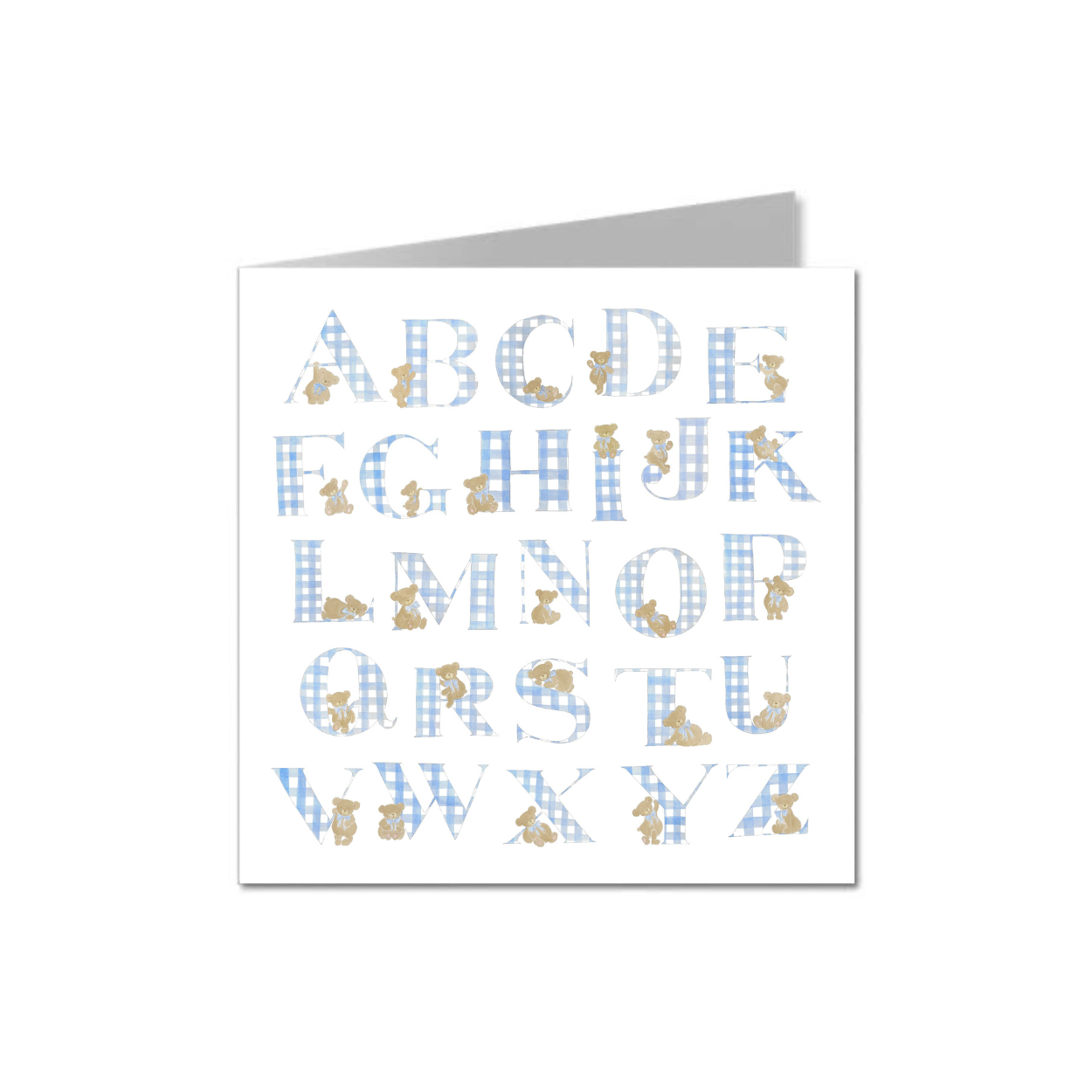 Gingham Alphabet Card - Blue