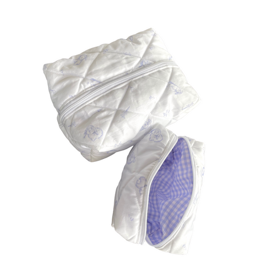 Quilted Toiletry Bags - Violet Bunnies