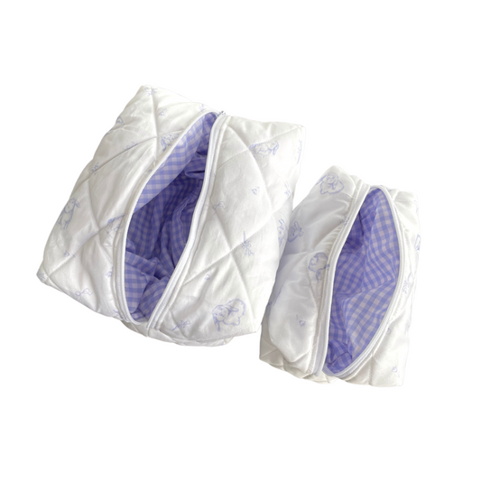 Quilted Toiletry Bags - Violet Bunnies