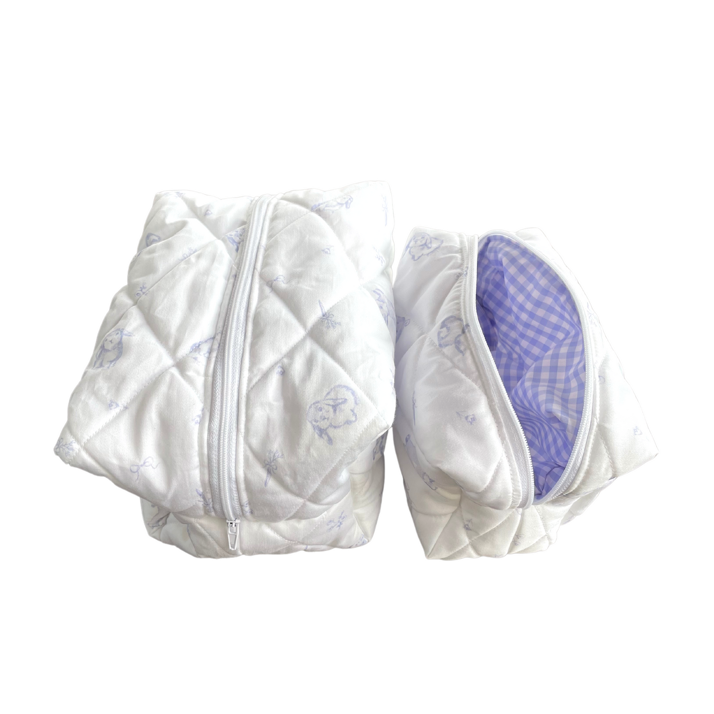 Quilted Toiletry Bags - Violet Bunnies