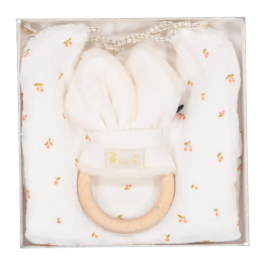 Bib & Teething Ring Set - Cherries