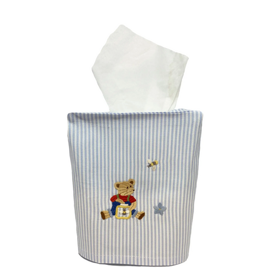 Tissue Box Cover - Blue/Teddy Bear