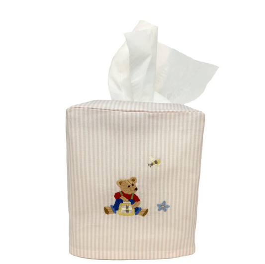 Tissue Box Cover - Pink/Teddy Bear