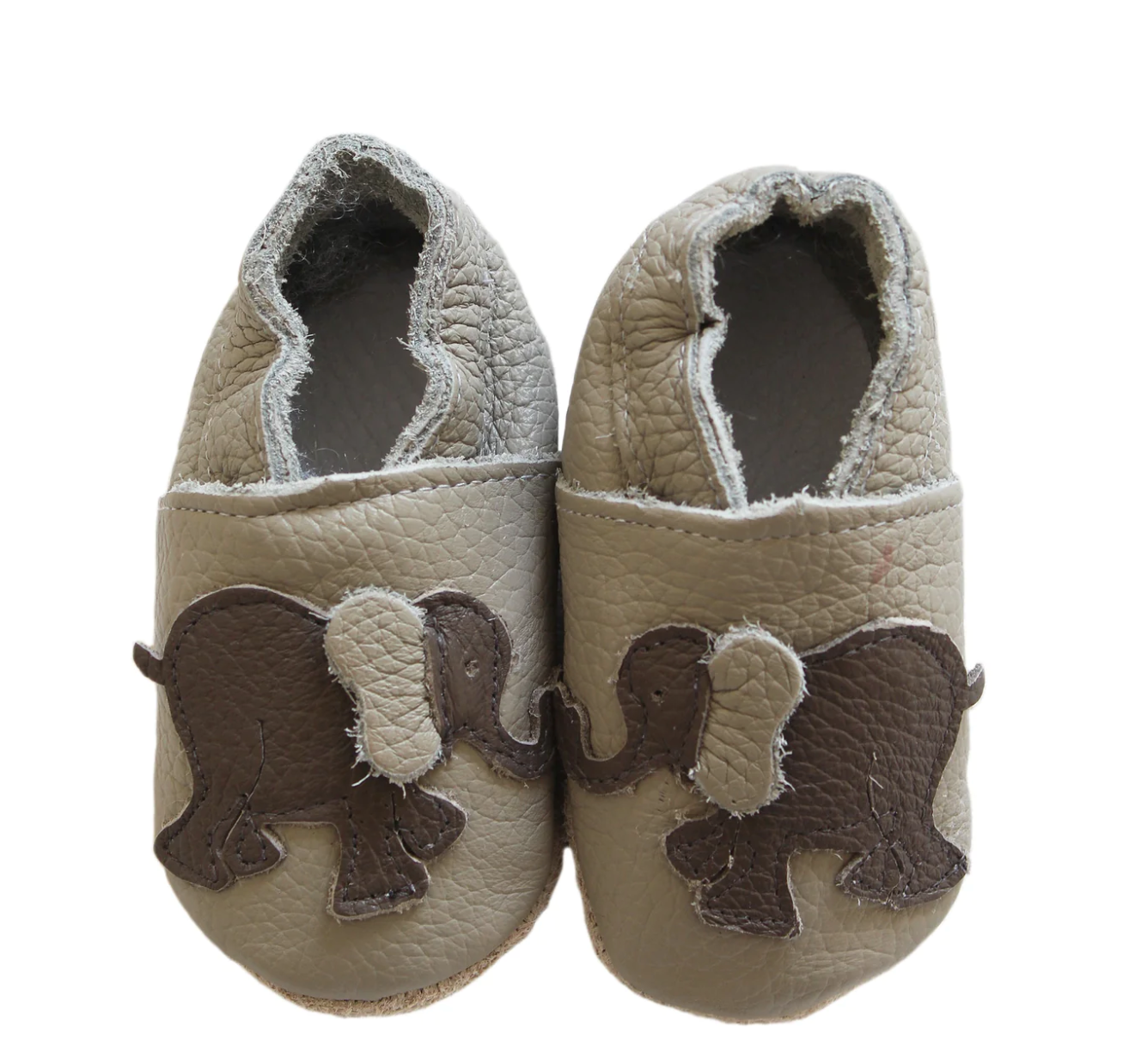 Soft Sole Baby Leather Shoes - Elephants