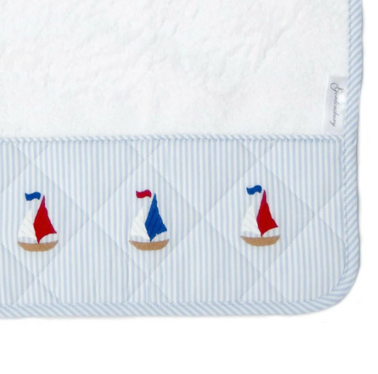 Terry Cloth Bib - Sail Boats