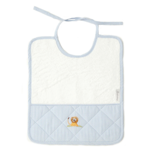 Terry Cloth Bib - Safari Blue Lion