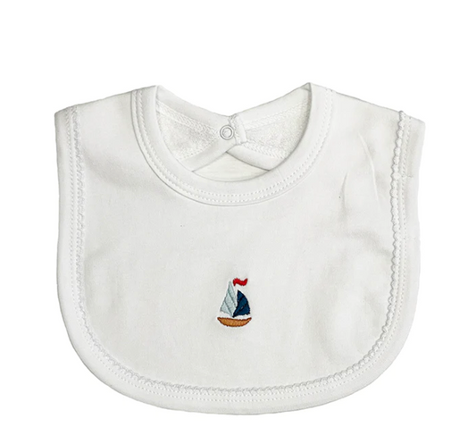 Pima Cotton Bib - Sail Boat