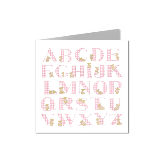 Gingham Alphabet Card - Pink