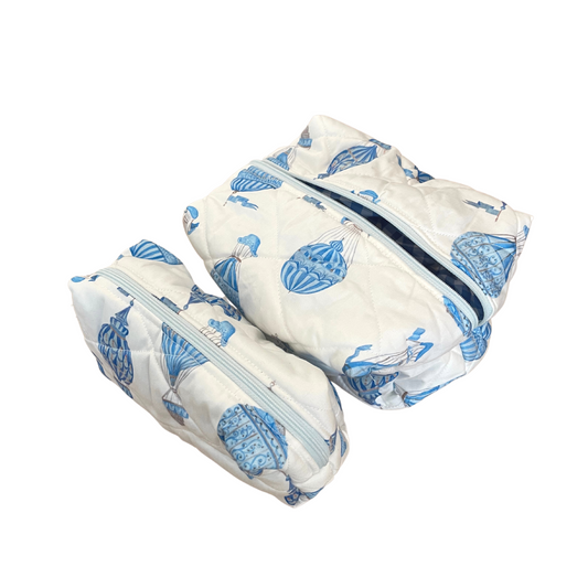 Quilted Toiletry Bags - Blue Balloons