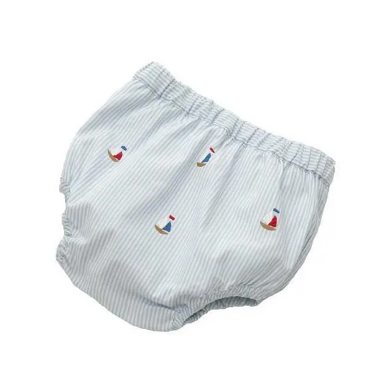 Embroidered Diaper Cover - Sail Boats