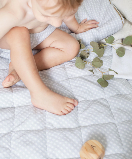 Play Mat & Blanket - Grey Gingham