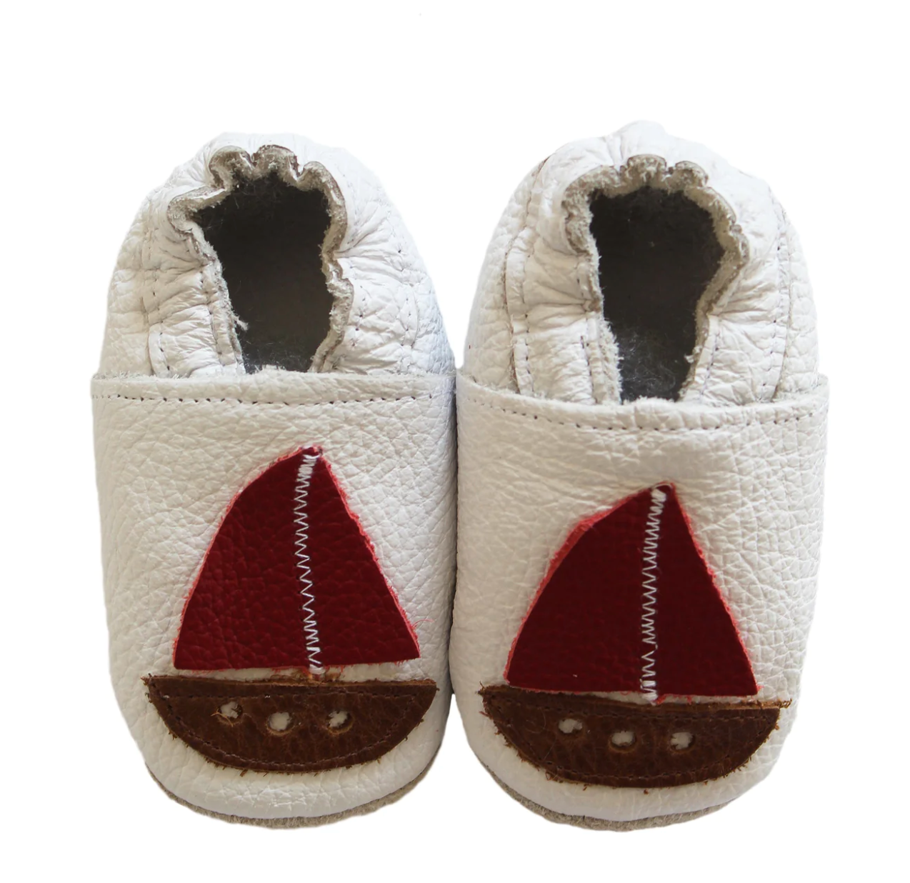 Soft Sole Baby Leather Shoes - Sail Boats